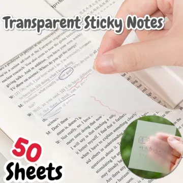 Translucent Sticky Notes 50 Sheets Waterproof Aesthetic Notes Sticker  Self-Adhesive Transparent Note Taking Supplies For