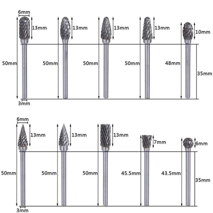 yp-เครื่องตัดทังสเตนคาร์ไบด์ชิ้นส่วนโลหะ-เครื่องมือเจียรแกะสลัก-cnc-ตะไบโลหะขัดเงากัดโลหะ10ชิ้น