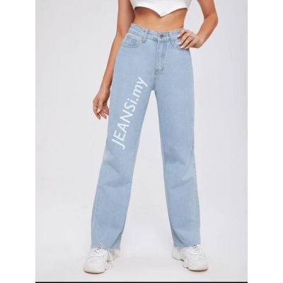 Women Jeans Denim palazo Baggy Straight Cut Pants Highwaist Seluar crop jeans woman Loose(ready stock)