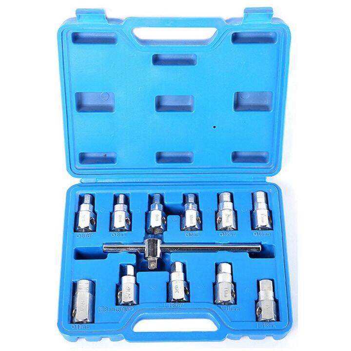 12PCS Oil Sump Socket Spanner Set Sump Wrench Oil Service Tool Kit for