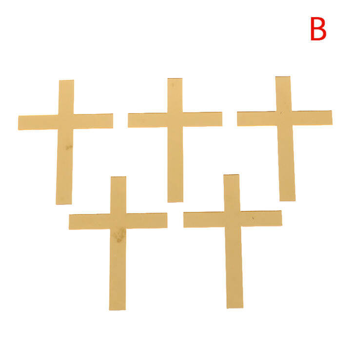 KitDin 5Pcs 10*7cm Acrylic Cross Gold Topper First Communion Minimalist ...