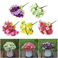 ✻℡❂ 21 Heads Artificial Flowers Small Rose Silk Flower Wedding Bunch Bouquet Christmas Tree Ornaments Home Room Decoration