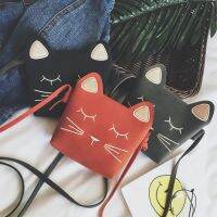 Fashion Kids Cat Modelling Crossbody Bags Print Suede PU Leather Coin Purse Cute Cartoon Handbag Small Hasp Wallets Purse Bag