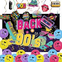 JOYMEMO 90S Party ตกแต่งกลับไปยัง90S Party ตกแต่งกลับ90S ฉากหลัง Retro แขวนและหมุนกลับไปยัง90S บอลลูน90S Retro ของตกแต่งงานปาร์ตี้90S วันเกิดของตกแต่งงานปาร์ตี้ฮิปฮอปของตกแต่งงานปาร์ตี้