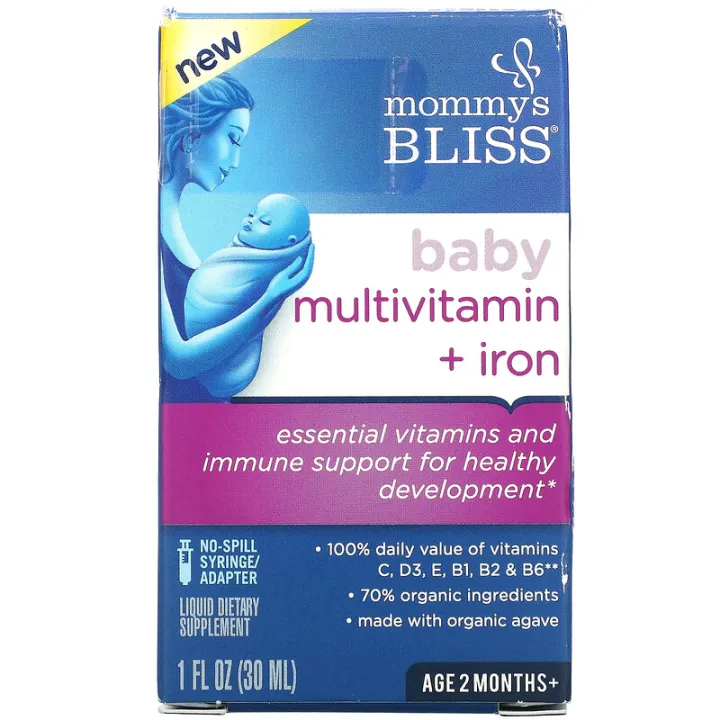 Mommy's Bliss, Baby Multivitamin + Iron, Ages 2 Months, Grape, 1 fl oz