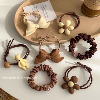 【CW】 7/6/4/3Pcs Elastic Hair Band Rubber Decorate Ponytail Holder Headband Fashion Accessories