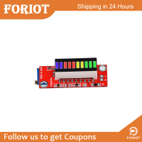 Foriot โมดูลแบตเตอรี่ตัวบอกความจุ  โมดูลทดสอบความจุแบตเตอรี่ลิเธียม10ส่วนสีจอแสดงผลแอลอีดี