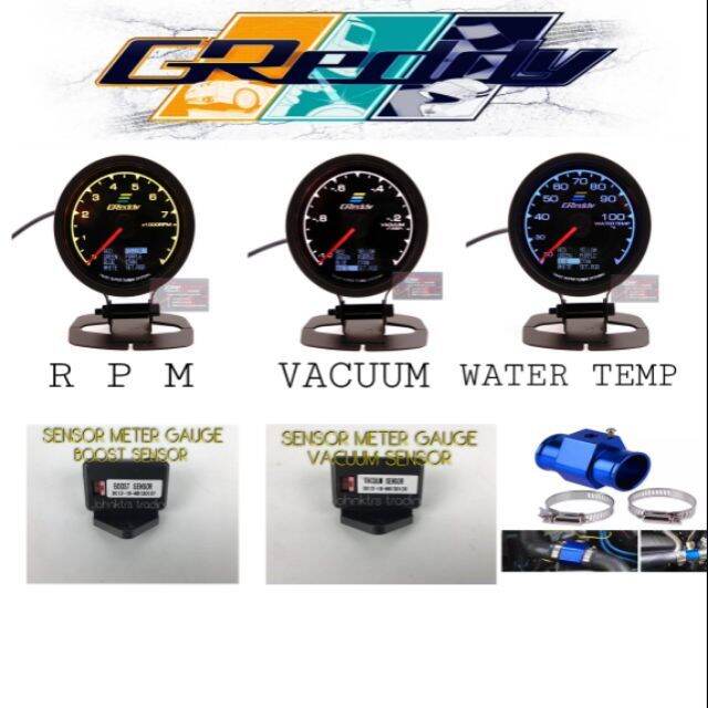 ♤GREDDY METER NA SET 3 BERADIK RPM + VACUUM + WATER TEMP COMPLETE☜ Lazada