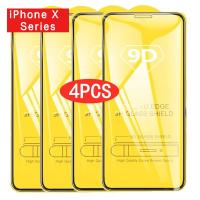 ☏ 4PCS 9D Screen Protector Tempered Glass for IPhone X Xs Max Protective Glass for IPhone XR Xs