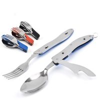 Removable Folding Tableware Set Outdoor Travel Camping Portable Fork Knife Spoon Stainless Steel Cutlery Kitchen Dinnerware Flatware Sets