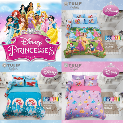 TULIP DELIGHT ชุดผ้าปูที่นอน 3.5 ฟุต (ไม่รวมผ้านวม) Digital Print ดิสนีย์ ปริ้นเซส Disney Princess (ชุด 3 ชิ้น) (เลือกสินค้าที่ตัวเลือก) #เจ้าหญิง