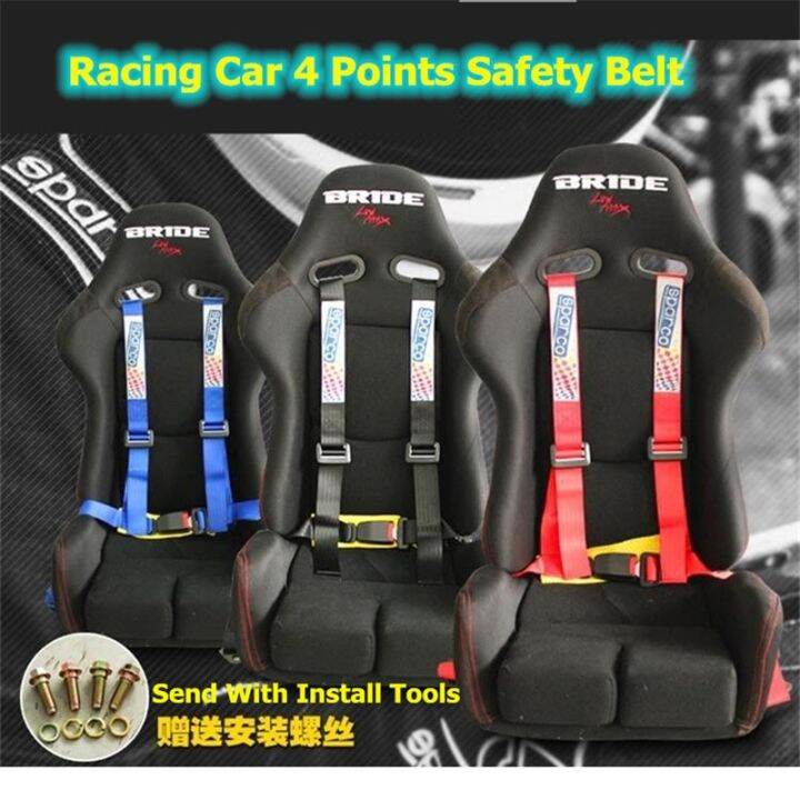 เข็มขัดนิรภัยในรถยนต์ Sports Racing Car Harness Seat Belt 4 Points