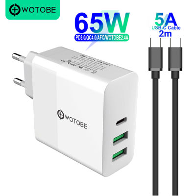 65W TYPE-C USB-C Power Adapter,1Port PD65W QC3.0 Charger For USB-C Laptops MacBook ProAir iPad Pro,2port USB for Samsung iPhone