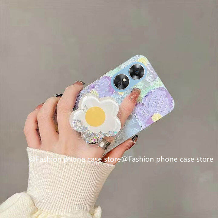 phone-case-เคส-oppo-a38-4g-ภาพสีน้ำมันแววดาวไหลดอกไม้-oppoa38ปลอกอ่อน4g-2023