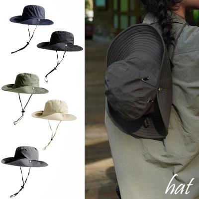 Bucket Hat Men Outdoor Fishing Hiking Beach Hats Mesh Wide Breathable Brim Large UV Cap Anti Sun F8B7