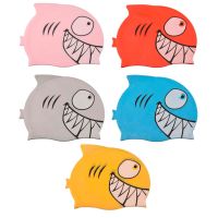 Comfortable Kids High Elastic Silicone Turban Swim Equipment Shark Swimming Caps Swim Pool Hat Diving Hat Ear Protect Swim Caps