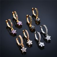 Colorful Star Earrings Pendant Ear Stud Clips Ins Jewelry Vintage For Women Girls Friendship Gifts Fashion Zircon Accessories