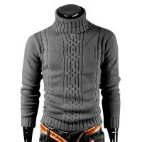 Autumn and Winter Mens Warm Sweater Long Sleeve Turtleneck Sweater Retro Knitted Sweater Pullover Sweater