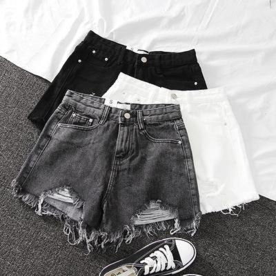 Shorts Women Summer 2023 Hole High Waist Jeans Burrs Female Elegant Build A Word Torn Wide-legged Short Pants Sexy Gym Jean Y2k