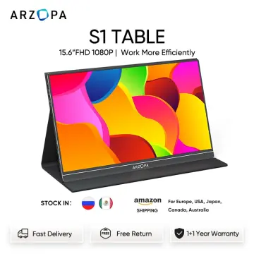 Portable Monitor, Arzopa 15.6'' FHD 1080P Portable Laptop Monitor IPS 100%  SRGB Computer External Screen USB C HDMI Monitor w/Smart Cover for PC MAC  Phone Xbox PS5