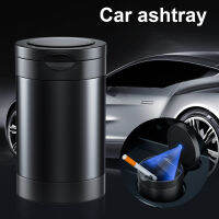 【cw】Aluminum Alloy LED Car Ashtray Portable eless Can Temperature-retardant Ash Cup Micro-curved Flip Coverhot