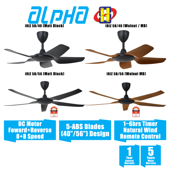 Alpha Ceiling Fan (40Inch / 56Inch) 8Speed Remote Control DC Motor