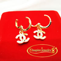 INSPIRE JEWELRY ต่างหูห่วง  น่ารักมาก  งานจิวเวลลี่ หุ้มทองแท้ 24K  100%