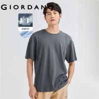 HOT ●8-18⊕⊕ Giordano ผู้ชาย ผ้าฝ้าย สองด้าน หลวม ไหล่ตก คอกลม แขนสั้น เสื้อยืด Free Shipping 01022390