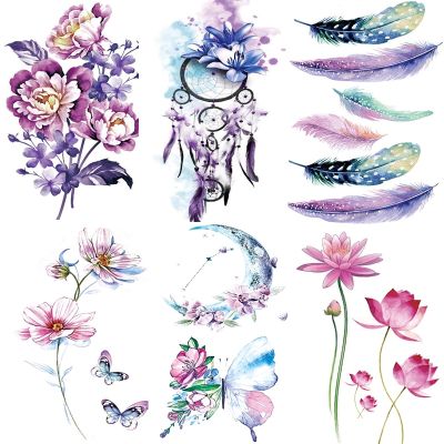 【YF】 Body Arm Benen Flora Lavendel Flash Fake Waterdicht Tattoos Tijdelijke Vrouwen Borst Tattoo Stickers Art Custom Tatoos