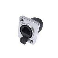 1 piece RJ45 Waterproof Network Connector with Rubber cover IP65 8p8c D type Panel Mount Socket RJ45 Ethernet Connector