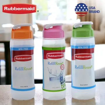 Rubbermaid Refill Reuse Water Bottles with Squirt-Top Lid, BPA