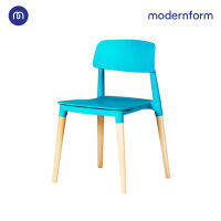 Modernform เก้าอี้เอนกประสงค์ เก้าอี้สัมมนา  รุ่น PW018  สีฟ้า สไตล์เฉพาะตัว ง่ายต่อการเคลื่อนย้าย สะดวกในการจัดเก็บ ใช้งานได้อเนกประสงค์  เก้าอี้พลาสติก ขาไม้จริง