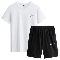 【July hot】 [Authentic official website] High-end casual sports suit mens summer short-sleeved breathable two-piece set tide