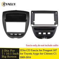 Double 2 Din รถวิทยุสำหรับ Toyota Aygo Citroen C1 Peugeot 107 2005-2014 Fascia Dash Kit DVD วิทยุแผงสเตอริโอ