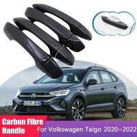 Carbon Fiber Door Handle Cover Trim for Volkswagen VW Taigo Nivus 2020 2021 2022 Car Protective External Accessories Stickers