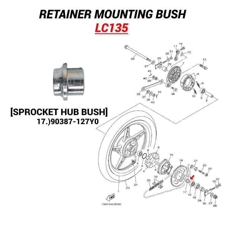LC135/SRL115 RETAINER MOUNTING BUSH REARSPROCKET HUB BUSH DALAM 