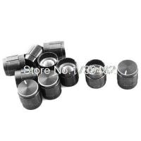 ☢ 10Pcs Black Volume Control Rotary Aluminum Potentiometer Knobs 14mm x 15mm