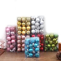 New Year 2023 24pcs 3cm Christmas Ball Ornaments Tree Decoration Pink White Balls Holiday Wedding Home Party Decoration