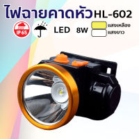 ไฟฉายคาดหัว LED ไฟคาดหัว 8W ไฟแคมป์ปิ้ง ไฟเดินป่า ไฟส่องกบ ไฟฉุกเฉิน ไฟพกพา ไฟฉายชาร์จแบต ความจุแบตเตอรี่ 2400mAh กันน้ำกันฝน รุ่น HL-602