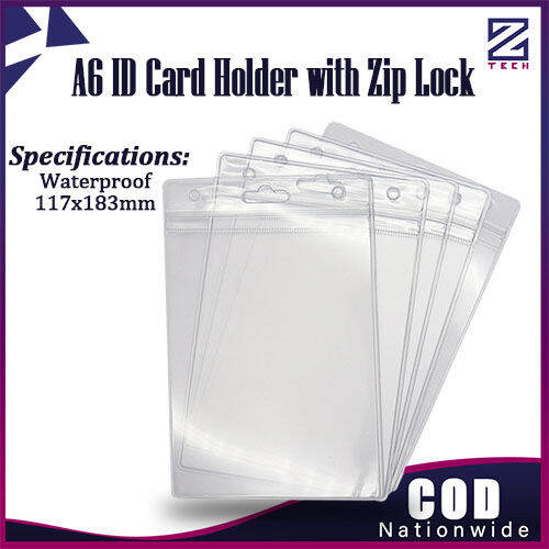 (5pcs) A6 ID Card Holder with Zip Lock Waterproof Vertical Lazada PH