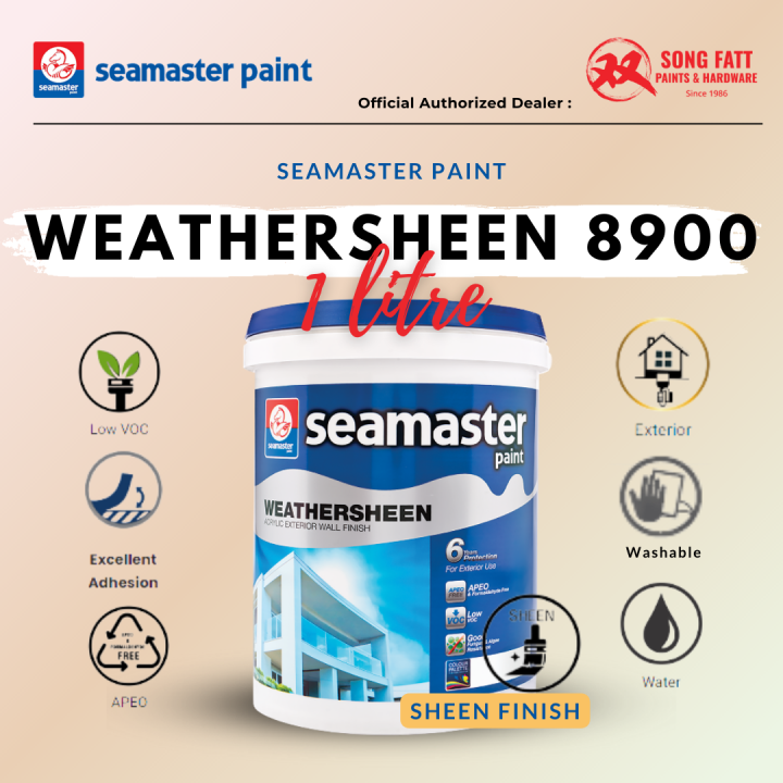 Seamaster Paint WEATHERSHEEN 8900 Exterior (WHITE/COLOUR) 1L Cat Luar ...