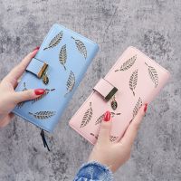 Women Wallet PU Leather Purse Female Long Wallet Gold Hollow Leaves Pouch Handbag Coin Purse Card Holder Clutch Money Bag Wallets