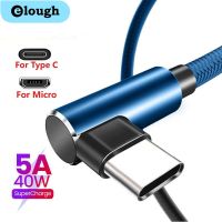 Elough 90องศา Elbow Micro USB สายชาร์จ QC 3.0 Fast Charging Type C Cable