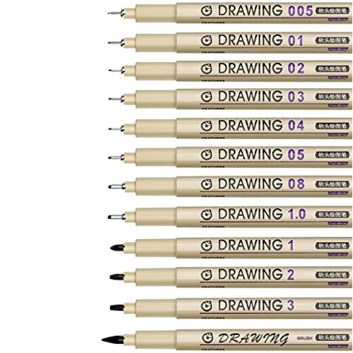 12piece-painting-art-pens-black-fine-line-waterproof-ink-set-art-supplies-markers-drawing-sketch-anime-watercolor