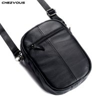 ♀ CHEZVOUS Genuine Leather Mobile Phone Bag Case For iPhone Samsung Xiaomi Huawei Bussiness Shoulder Bag Zipper Pouch Universal