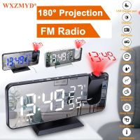 FM Radio LED Digital Smart Alarm Clock Watch Table Electronic Desktop Clocks USB Wake Up Clock with 180° Time Projection Snooze