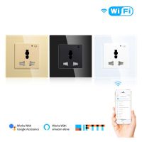 13A UK Colors Glass Panel Smart Home Plug tuya WiFi Smart Wall Socket Ratchets Sockets