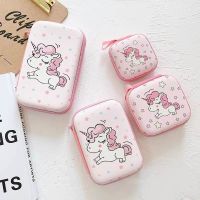 Portable cable organizer for hard drive/Digital Accessory/Earphone Square pouch Unicorn Storage Box