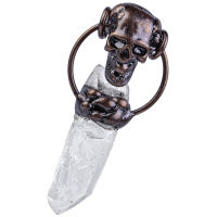 TUMBEELLUWA Retro Gothic Skull Pendant Natural Rock Quartz Irregular Clear Crystal Column Charms For Jewelry Making DIY Necklace