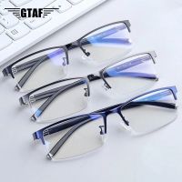 Anti blue Light Eyeglasses Men Business Finished Myopia Glasses 1.0 To 6.0 Square Half Frame Nearsighted Glasses with Diopter